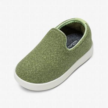 Kids' Allbirds Smallbirds Wool Loungers Slip On Shoes Olive | NZ1875XY