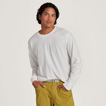 Men's Allbirds Allgood Cotton Long Sleeve T Shirts White | NZ1288PJ