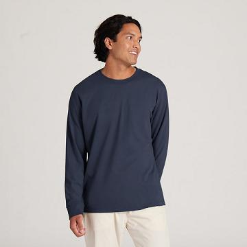 Men's Allbirds Allgood Cotton Long Sleeve T Shirts Navy | NZ1290IL