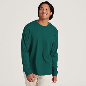 Men's Allbirds Allgood Cotton Long Sleeve T Shirts Turquoise | NZ1291UZ