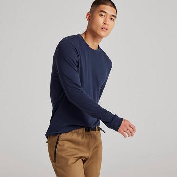 Men's Allbirds Long Sleeve Sea T Shirts Navy | NZ1282HA