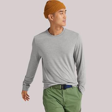 Men's Allbirds Long Sleeve Sea T Shirts Grey | NZ1283GS