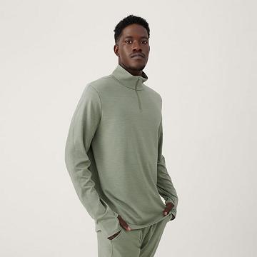 Men's Allbirds Performance Quarter Zip Hoodie Green | NZ1325NW