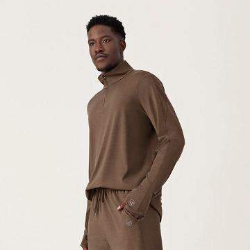 Men's Allbirds Performance Quarter Zip Hoodie Brown | NZ1326BE