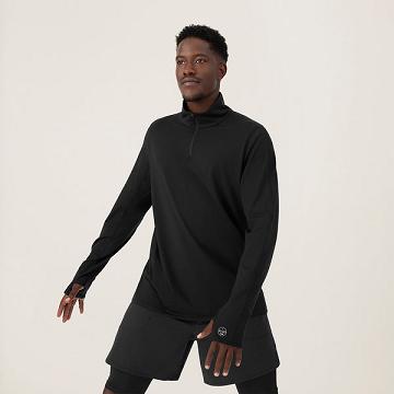 Men's Allbirds Performance Quarter Zip Hoodie Black | NZ1327VR