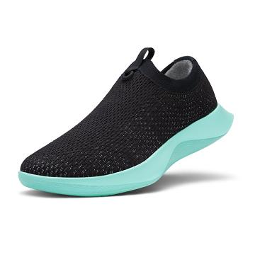 Men's Allbirds Tree Dasher Relay Running Shoes Black / Mint | NZ1155DF