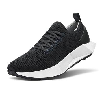 Men's Allbirds Tree Flyers Running Shoes Black / White | NZ1185OK