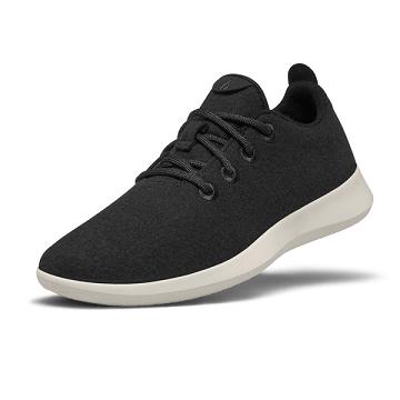 Men's Allbirds Wool Runner Sneakers Black / White | NZ1066BE