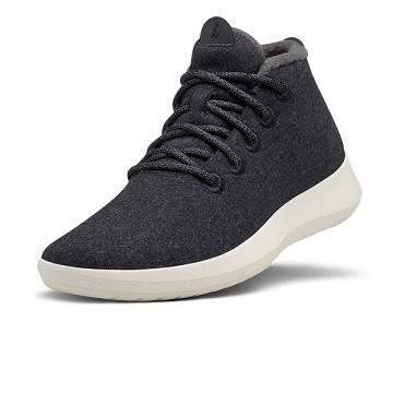 Men's Allbirds Wool Runner-up Mizzles High Tops Black / White | NZ1230HA