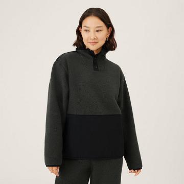 Women's Allbirds Fluff Fleece Pullover Hoodie Black | NZ1777GS