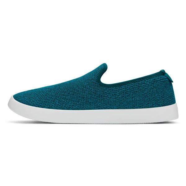 Men's Allbirds Tree Loungers Slip On Shoes Turquoise / White | NZ1107OK