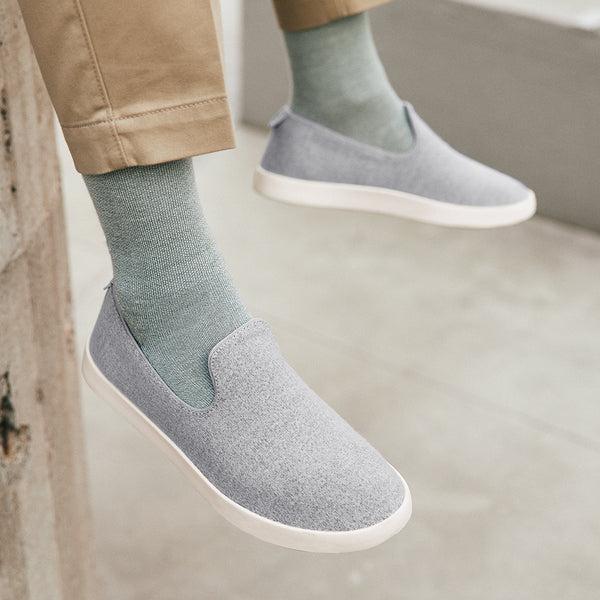 Men's Allbirds Wool Loungers Slip On Shoes Olive | NZ1092BE