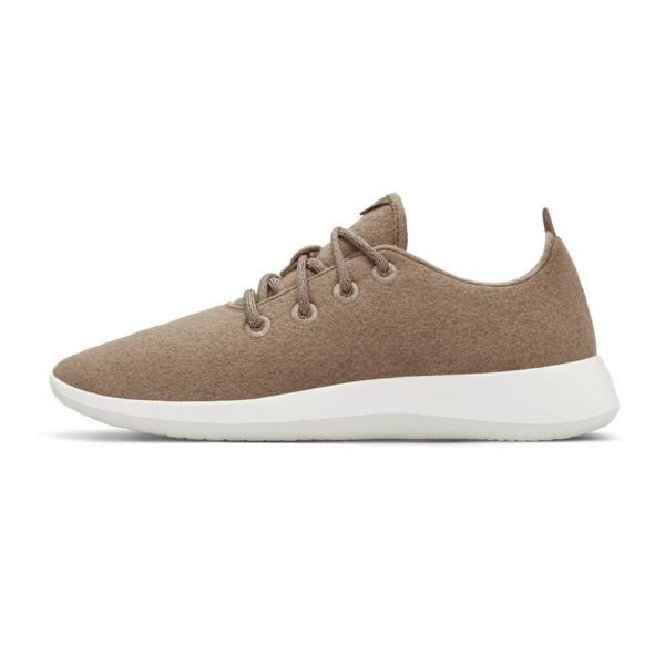 Men's Allbirds Wool Runner Sneakers Brown / White | NZ1062WN