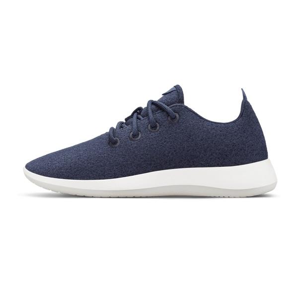 Men's Allbirds Wool Runner Sneakers Navy / White | NZ1061EB