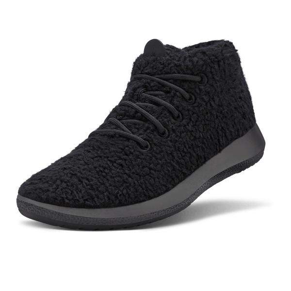 Men\'s Allbirds Wool Runner-up Fluffs High Tops Black | NZ1223VR