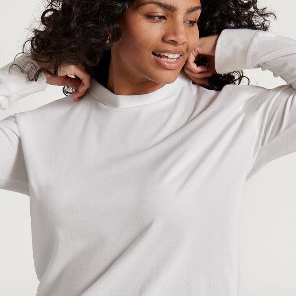 Women's Allbirds Allgood Cotton Long Sleeve T Shirts White | NZ1739QM