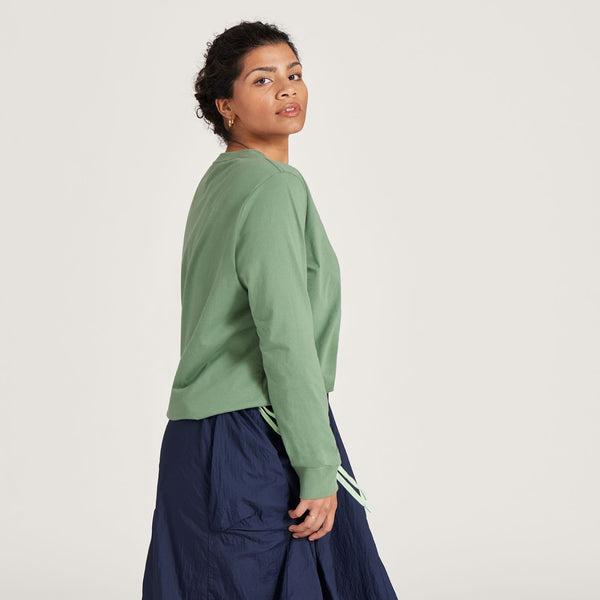 Women's Allbirds Allgood Cotton Long Sleeve T Shirts Green | NZ1741NW