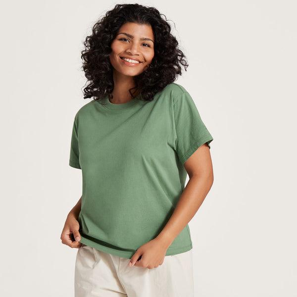 Women's Allbirds Allgood Cotton T Shirts Green | NZ1746ZU