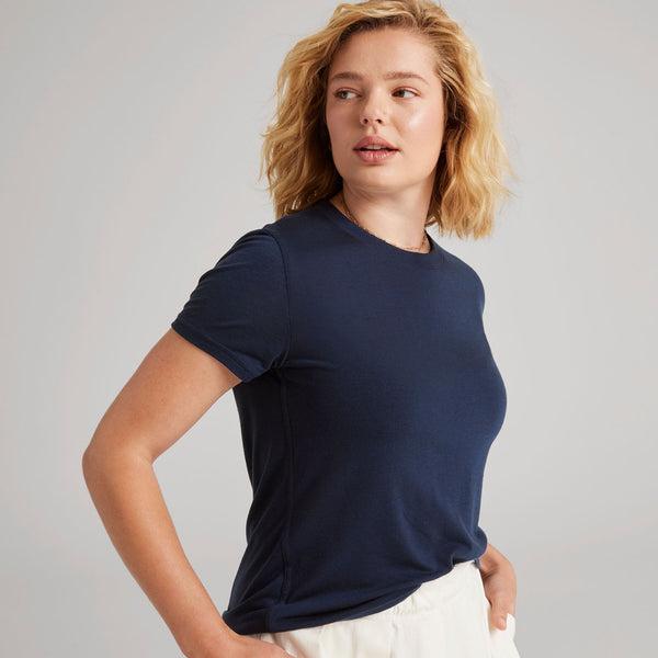 Women's Allbirds Sea T Shirts Navy | NZ1737EB