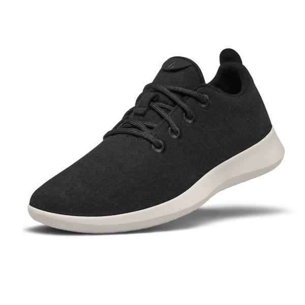 Women\'s Allbirds Wool Runner Sneakers Black / White | NZ1490HA